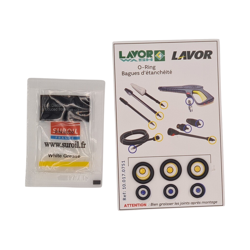 10.017.0751 - KIT JOINTS POUR ACCESSOIRES LAVOR GRAND PUBLIC + GRAISSE 3G 10.017.0751 - KIT JOINTS POUR ACCESSOIRES LAVOR GRAND PUBLIC + GRAISSE 3G